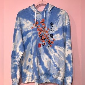 Cherry Blossom Blue TieDye Hoodie